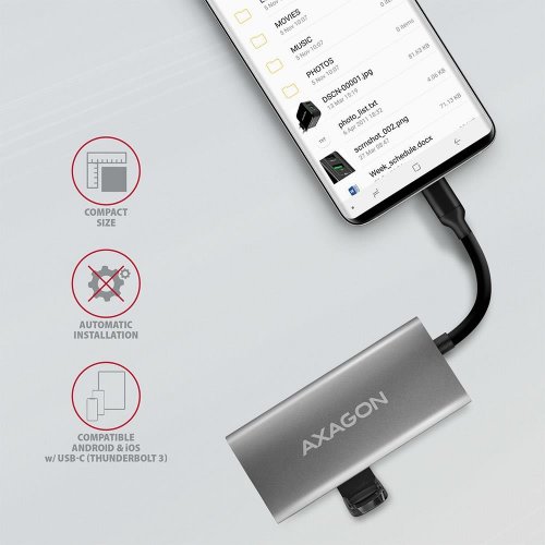 USB-хаб AXAGON Speedster USB Type-C 4 in 1 (HMC-4G2) Grey купити в Україні | Telemart фото