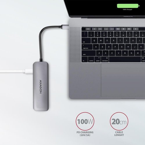 USB-хаб AXAGON Combo USB Type-C 5 in 1 (HMC-5) Grey купити в Україні | Telemart фото