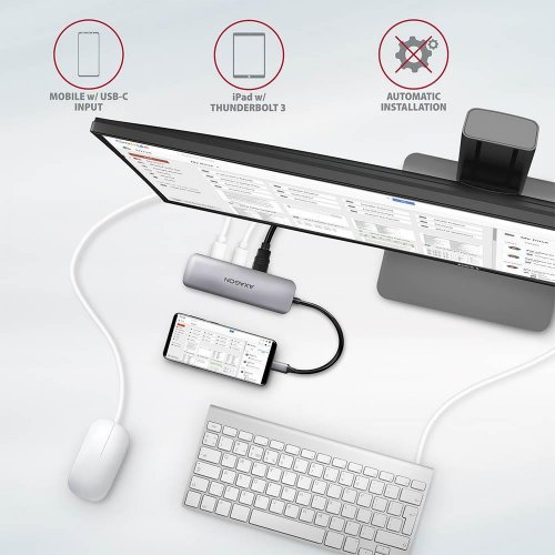 USB-хаб AXAGON Combo USB Type-C 5 in 1 (HMC-5) Grey купити в Україні | Telemart фото