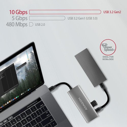 USB-хаб AXAGON Speedster USB Type-C 5 in 1 (HMC-5G2) Grey купити в Україні | Telemart фото