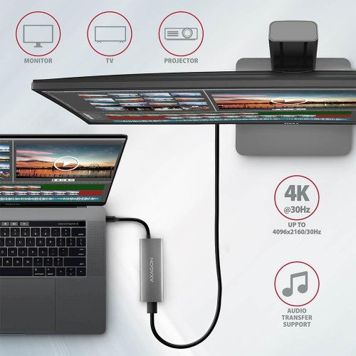 USB-хаб AXAGON Speedster USB Type-C 5 in 1 (HMC-5G2) Grey купити в Україні | Telemart фото