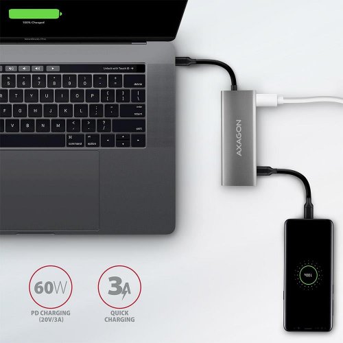 USB-хаб AXAGON Speedster USB Type-C 5 in 1 (HMC-5G2) Grey купити в Україні | Telemart фото