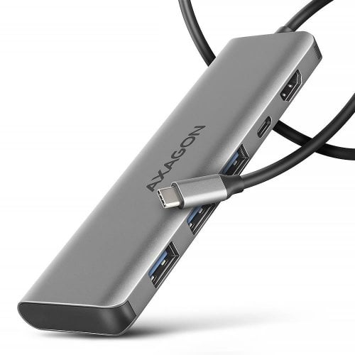 USB-хаб AXAGON USB Type-C 5 in 1 (HMC-5H) Grey купити в Україні | Telemart фото