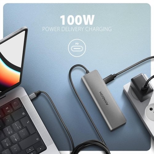 USB-хаб AXAGON USB Type-C 5 in 1 (HMC-5H) Grey купити в Україні | Telemart фото