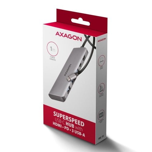 USB-хаб AXAGON USB Type-C 5 in 1 (HMC-5H) Grey купити в Україні | Telemart фото