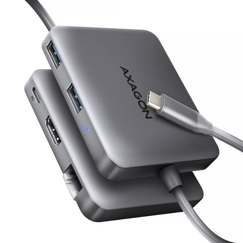 USB-хаб AXAGON USB Type-C 5 in 1 (HMC-5HL) Grey купити в Україні | Telemart фото