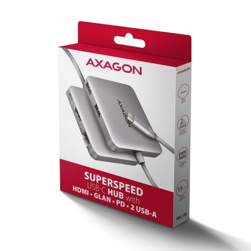 USB-хаб AXAGON USB Type-C 5 in 1 (HMC-5HL) Grey купити в Україні | Telemart фото