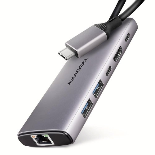 USB-хаб AXAGON USB Type-C 6 in 1 (HMC-6G2L) Grey купити в Україні | Telemart фото