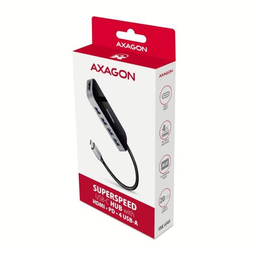 USB-хаб AXAGON USB Type-C 6 in 1 (HMC-6H4A) Black/Grey купити в Україні | Telemart фото
