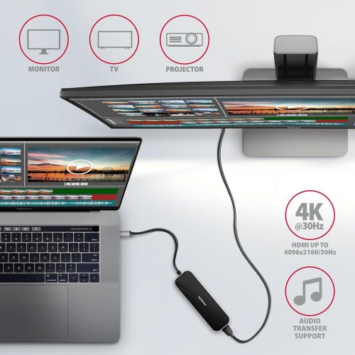 USB-хаб AXAGON USB Type-C 6 in 1 (HMC-6H4A) Black/Grey купити в Україні | Telemart фото