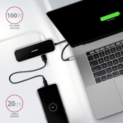 USB-хаб AXAGON USB Type-C 6 in 1 (HMC-6H4A) Black/Grey купити в Україні | Telemart фото