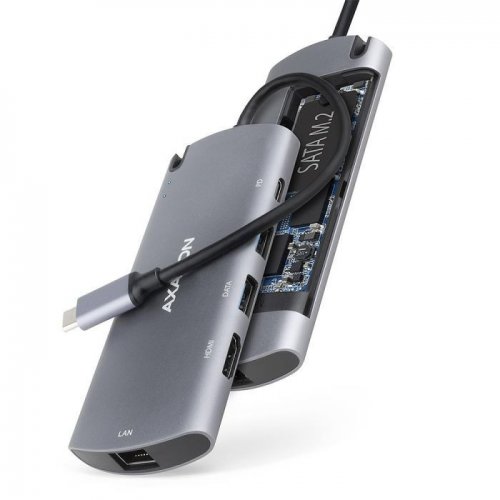 USB-хаб AXAGON Combo USB Type-C 6 in 1 (HMC-6M2) Grey купити в Україні | Telemart фото