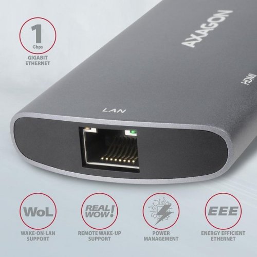 USB-хаб AXAGON Combo USB Type-C 6 in 1 (HMC-6M2) Grey купити в Україні | Telemart фото
