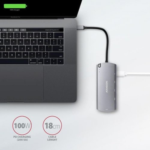 USB-хаб AXAGON Combo USB Type-C 6 in 1 (HMC-6M2) Grey купити в Україні | Telemart фото