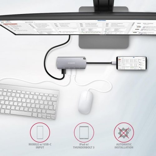 USB-хаб AXAGON Combo USB Type-C 6 in 1 (HMC-6M2) Grey купити в Україні | Telemart фото