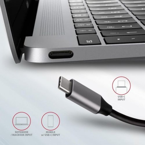 USB-хаб AXAGON Combo USB Type-C 6 in 1 (HMC-6M2) Grey купити в Україні | Telemart фото
