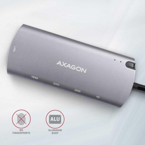 USB-хаб AXAGON Combo USB Type-C 6 in 1 (HMC-6M2) Grey купити в Україні | Telemart фото