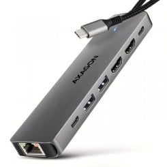USB-хаб AXAGON Dual 4K Display USB Type-C 7 in 1 (HMC-7HX2) Grey
