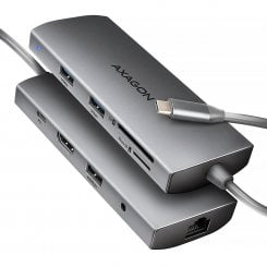 USB-хаб AXAGON USB Type-C 9 in 1 (HMC-8HLSA) Grey