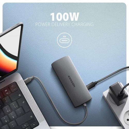 USB-хаб AXAGON USB Type-C 9 in 1 (HMC-8HLSA) Grey купити в Україні | Telemart фото