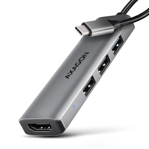 USB-хаб AXAGON Starter USB Type-C 4 in 1 (HMC-H3A) Grey купити в Україні | Telemart фото