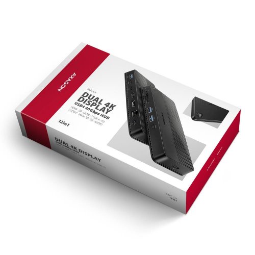 USB-хаб AXAGON Dual 4K Display USB4 12 in 1 (HMC-U4) Black купить в Украине | Telemart фото