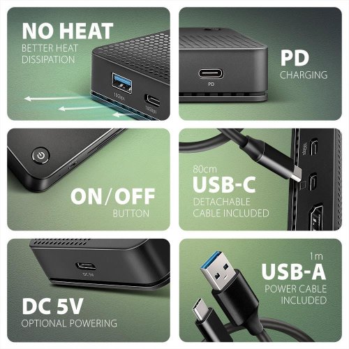 USB-хаб AXAGON Dual 4K Display USB4 12 in 1 (HMC-U4) Black купить в Украине | Telemart фото