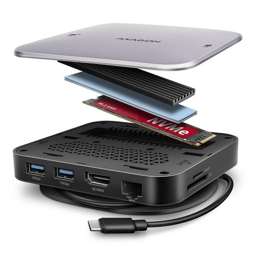 USB-хаб AXAGON UFO USB Type-C 9 in 1 (HMC-UFO) Black/Grey купити в Україні | Telemart фото