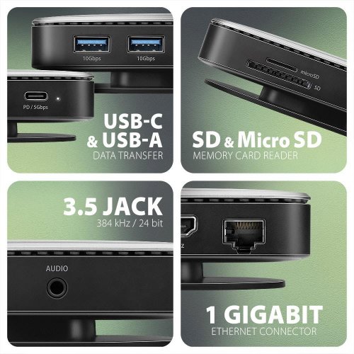 USB-хаб AXAGON UFO USB Type-C 9 in 1 (HMC-UFO) Black/Grey купити в Україні | Telemart фото