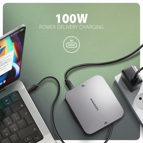 USB-хаб AXAGON UFO USB Type-C 9 in 1 (HMC-UFO) Black/Grey купити в Україні | Telemart фото