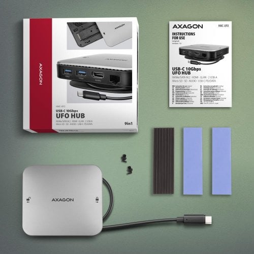 USB-хаб AXAGON UFO USB Type-C 9 in 1 (HMC-UFO) Black/Grey купити в Україні | Telemart фото