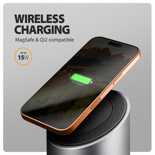 USB-хаб AXAGON USB Type-C 9 in 1 Wireless Charging (HMC-WL9) Grey купити в Україні | Telemart фото