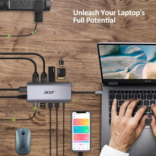 Док-станція Acer USB Type-C 12 in 1 (HP.DSCAB.009) Silver купити в Україні | Telemart фото