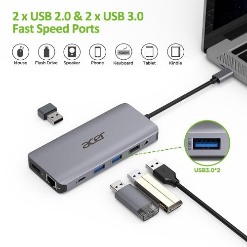 Док-станція Acer USB Type-C 12 in 1 (HP.DSCAB.009) Silver купити в Україні | Telemart фото