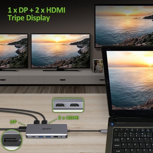 Док-станція Acer USB Type-C 12 in 1 (HP.DSCAB.009) Silver купити в Україні | Telemart фото