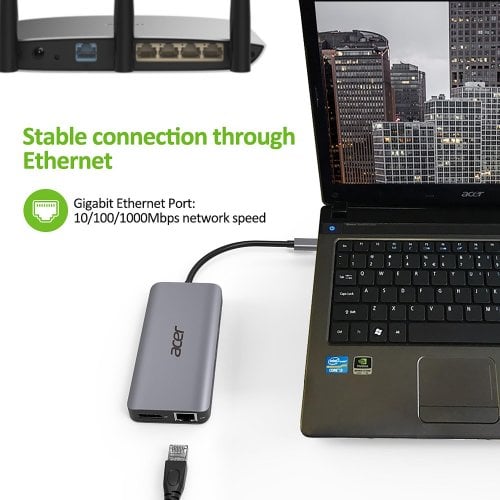 Док-станція Acer USB Type-C 12 in 1 (HP.DSCAB.009) Silver купити в Україні | Telemart фото