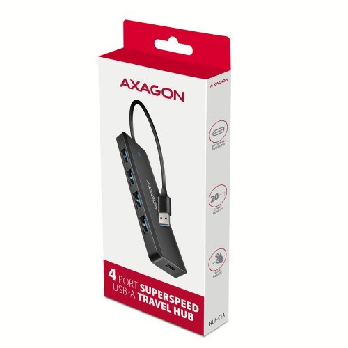 USB-хаб AXAGON Travel USB Type-A 4 in 1 (HUE-C1A) Black купити в Україні | Telemart фото