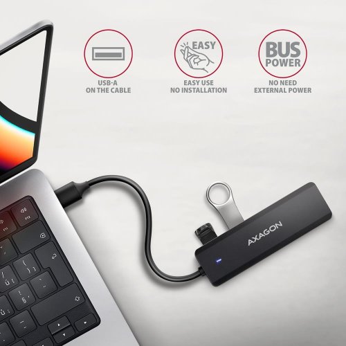USB-хаб AXAGON Travel USB Type-A 4 in 1 (HUE-C1A) Black купити в Україні | Telemart фото
