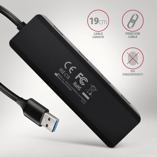 USB-хаб AXAGON Travel USB Type-A 4 in 1 (HUE-C1A) Black купити в Україні | Telemart фото