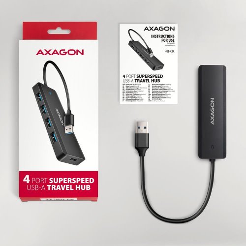 USB-хаб AXAGON Travel USB Type-A 4 in 1 (HUE-C1A) Black купити в Україні | Telemart фото