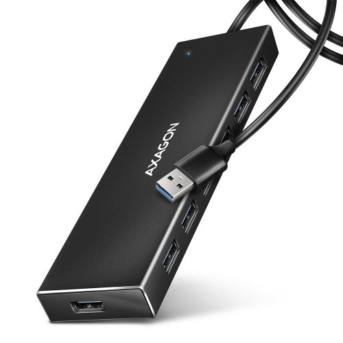 USB-хаб AXAGON Flat USB Type-A 7 in 1 (HUE-F7A) Black купити в Україні | Telemart фото
