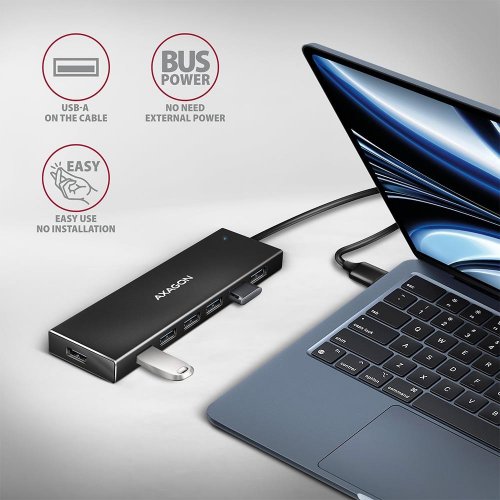 USB-хаб AXAGON Flat USB Type-A 7 in 1 (HUE-F7A) Black купити в Україні | Telemart фото