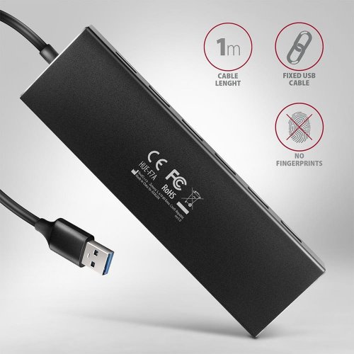 USB-хаб AXAGON Flat USB Type-A 7 in 1 (HUE-F7A) Black купити в Україні | Telemart фото