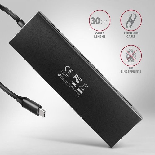USB-хаб AXAGON Flat USB Type-C 7 in 1 (HUE-F7C) Black купити в Україні | Telemart фото