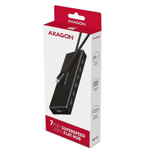 USB-хаб AXAGON Flat USB Type-C 7 in 1 (HUE-F7C) Black купити в Україні | Telemart фото