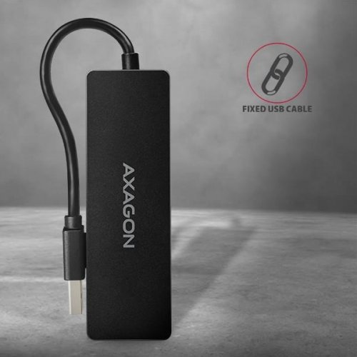 USB-хаб AXAGON Slim USB Type-A 4 in 1 (HUE-G1A) Black купити в Україні | Telemart фото