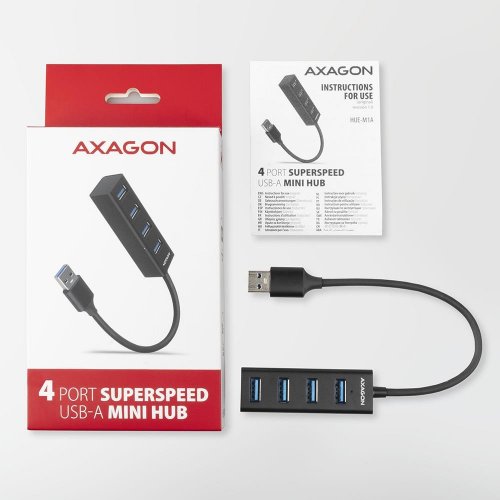USB-хаб AXAGON USB Type-A 4 in 1 (HUE-M1A) Black купити в Україні | Telemart фото