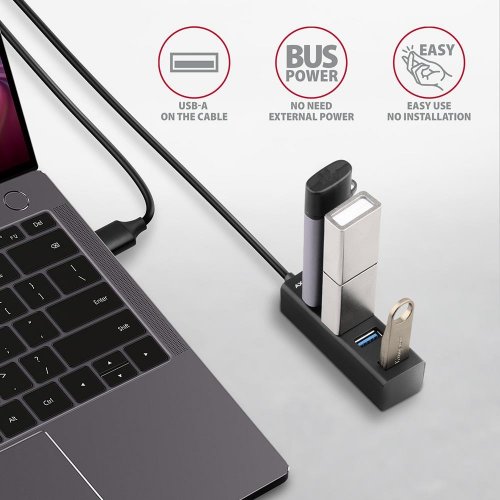 USB-хаб AXAGON USB Type-A 4 in 1 (HUE-M1AL) Black купити в Україні | Telemart фото