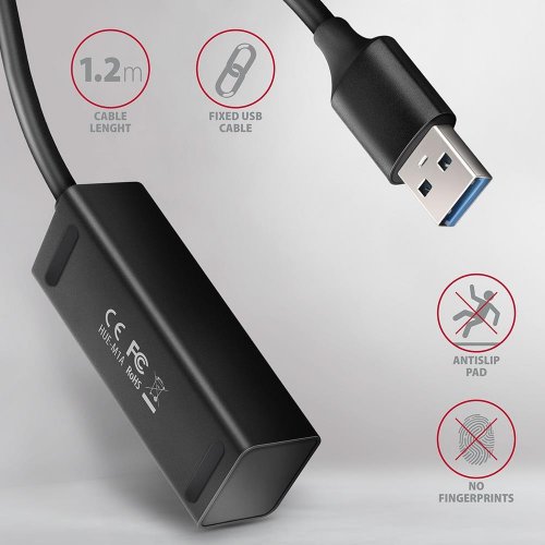USB-хаб AXAGON USB Type-A 4 in 1 (HUE-M1AL) Black купити в Україні | Telemart фото