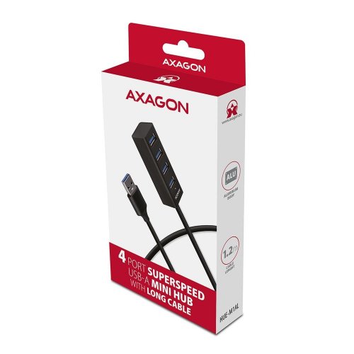 USB-хаб AXAGON USB Type-A 4 in 1 (HUE-M1AL) Black купити в Україні | Telemart фото